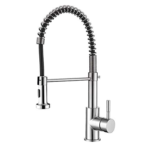 AJOYEUX Pull Down Kitchen Sink Faucet Single Handle (Silver)