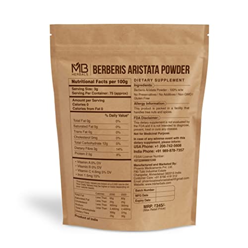 Mb Herbals Berberis Aristata Powder 227G (8Oz) | Daruhaldi Daru-Haldi | Berberry Root Powder | Tree-Turmeric #TOP1