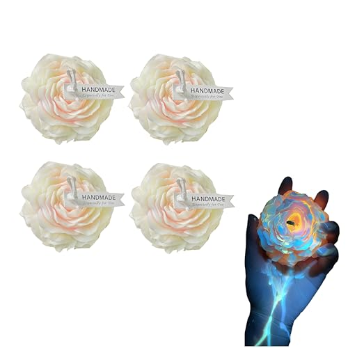 4 Pcs Low Temperature Candles Glow in The Dark Romantic Wax Play Low Heat Body Safe Flower-Shaped Fluorescent Scented Candles for Couples (White)