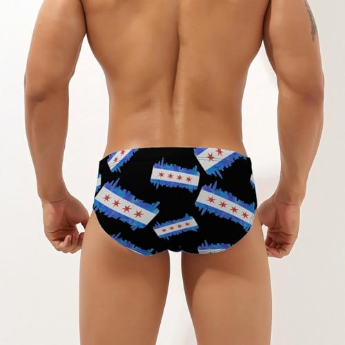 Vintage Chicagos Flag Mens Swim Briefs Bikini Sexy Low Rise Trunks Swimsuit Bathing Suit Beach2