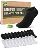 Effeet Bambus Sneaker Socken Herren Damen 10 Paar – Atmungsaktive Anti-Geruch Kurze Socken, Antibakterielle Sommer Sneakersocken Sportsocken Halbsocken Bambussocken, Schwarz Weiß 43-46