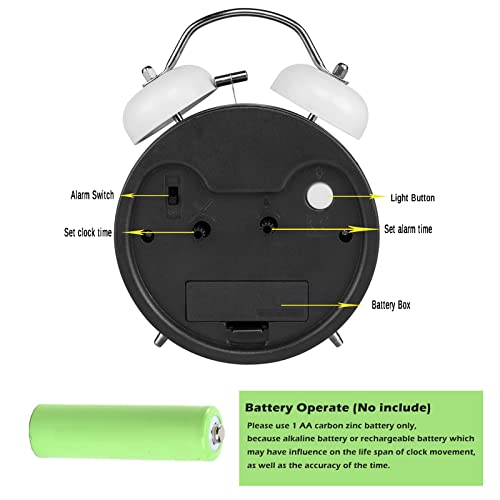 Pilife Analog Alarm Clock, 4 Inch Super Silent Non-Ticking Twin Bell Alarm Clock With Backlight,No Snooze,Battery Operated,Loud Bell For Heavy Sleepers,Home Decor,Pure White #TOP3