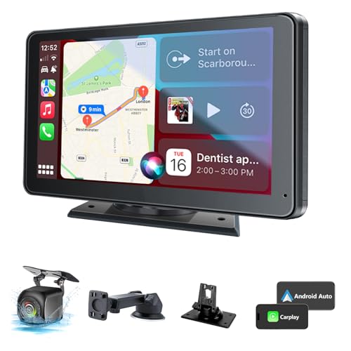 Hieha Car Play,Wireless Portable with Apple CarPlay and Android Auto Screen for Car,7' HD Touch Screen Car Stereo with Mirror Link,Backup Camera,Bluetooth5.2,GPS Navigation,AUX,FM for All Vehicles