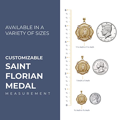 PicturesOnGold.com Saint Florian Protector of Firefighters Customizable Medal - Available in Solid 10K &14K Yellow or White Gold, or Sterling Silver - Protection Jewelry Christian Gift for Men & Women4