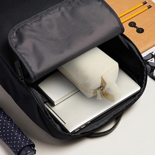 FINPAC Trousse, Pochette en Velours Côtelé à 2 Compartiments, Grande Capacité Trousse à Crayons avec Poignée de Transport, Trousse Scolaire Convient aux Filles et aux Adolescents, Unisexe, Beige – vue 9