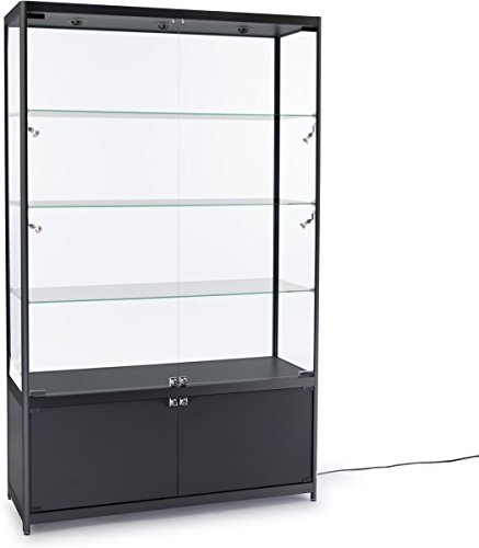 Displays2Go 48 Inch Retail Display Case, Seven Led Lights, Storage, Lockable Swinging Doors - Black (Lesc4816Bb) #TOP1