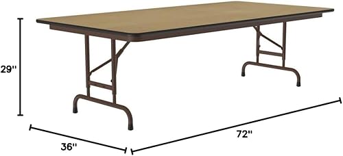 Miniatura 147 de Correll - Mesa plegable de altura ajustable y resistente, parte superior laminada de alta presión, fabricada en Estados Unidos, delantal de acero