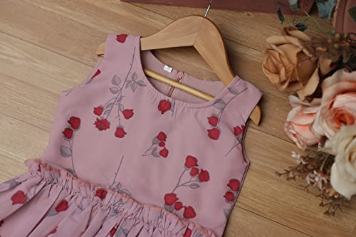 Image of TAGAS Toddler Girls Floral Print Tiered Layer & Belted Dress