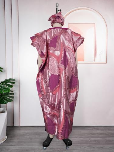 Image of HD African Print Dress for Woman Embroidery Pattern Maxi Dress