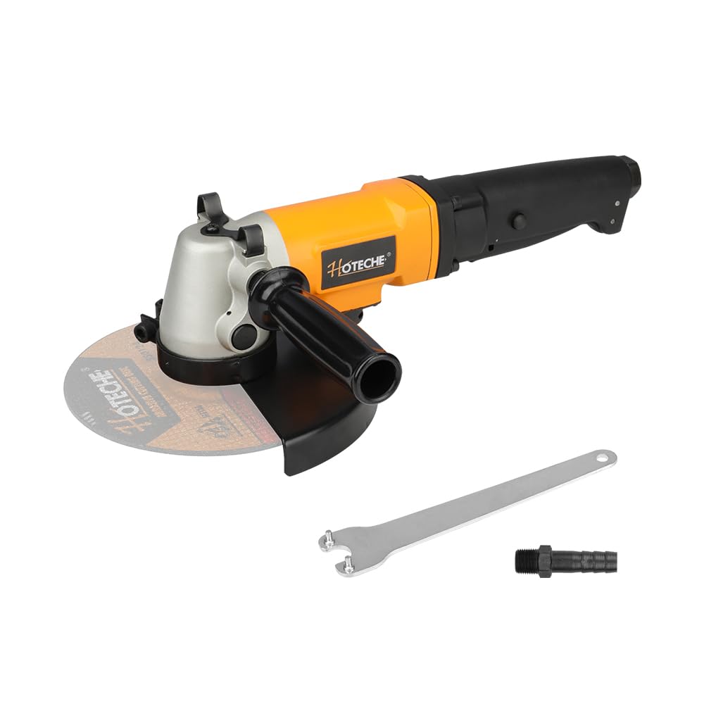 Hoteche 7" Air Angle Grinder, 7500RPM Pneumatic Grinder, Yellow & Black, Color Box Packaging