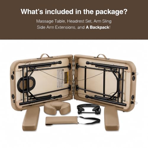 Image of Portable Massage Table, Lightweight Folding Aluminum Frame, Tan