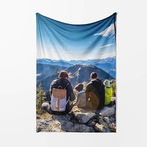 GIFTIMIZED Personalisable Upload Your Own Photos Collage Text Pictures Custom Memory Blanket Super Soft Bed Throw for Adults Kids Baby Gift Anniversary (1 Photo)