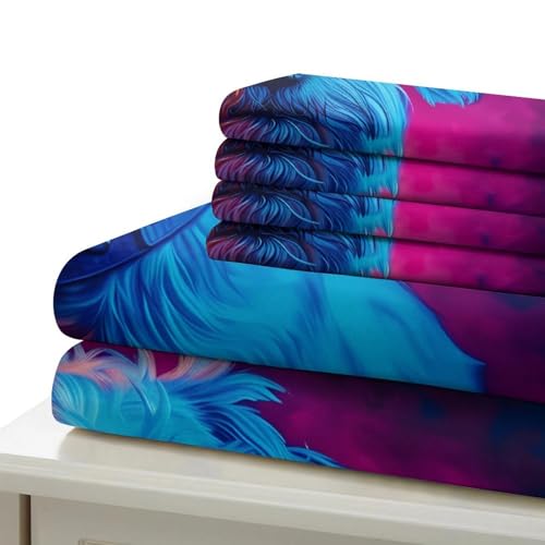 Housse de couette effet 3D chien néon en microfibre résistante haut de gamme