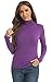 Women's Long Sleeve Turtleneck Tops Lightweight Slim Base Layer Shirt Purple Large