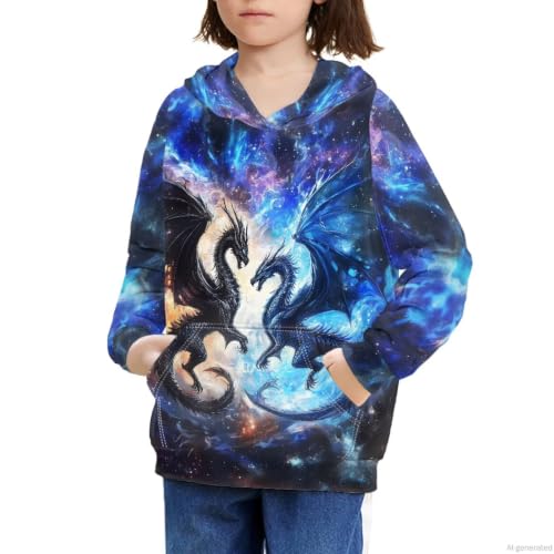 Image of WELLFLYHOM Boys Hooded Sweatshirts Hoodie Pullover Cool Graphic Crewneck Blouses Size 6-16