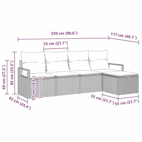 Canapé de jardin en polyrotin compact avec rangement pour petit espace extérieur - 4