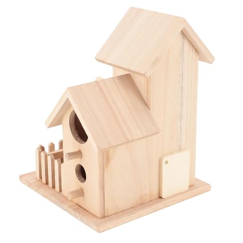 Riuulity Casa de Pájaro de Madera Artesanía Multifuncional Al Aire Libre, Jardín Decorativo, Refugio, Perchero, Lugares de Anidación