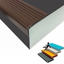 Stair Edge Protector, Rubber Vinyl Stair Nosing, Stair Edging Trim Strips, Stair Nose Molding for Indoor and Outdoor Stairs/Steps/Corners Brown