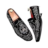 YHFKSIW Chaussures Oxford tendance pour homme avec rivets pointus brodés et strass pour mariage, marié, conduite, etc, 2, 41 1/3 EU