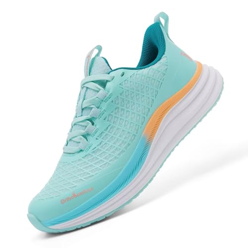 Women's Orthopedic Breathable Road Running Shoes: High Instep Supportive Plantar Fasciitis Hammer Toes Heel Pain Relief Heel Spur Walking Shoes, Lightweight Travel Slip On Sneakers Mint Size 7.5