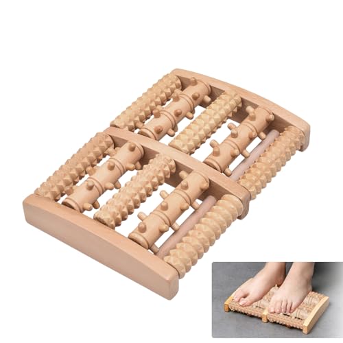Wooden Foot Roller 5 Row Dual Gear