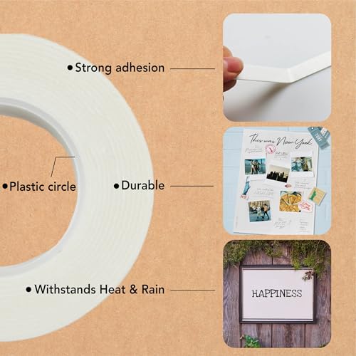 Image of 8 Rolls Double Sided Heavy Duty Foam Tape - 12mm x 1mm x 2.5m, Weatherproof Adhesive for Indoor & Outdoor Use, Ideal for Home, Office, Car, Gap Filling, Decorative Mountings, and Trim