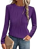 Gemulate Lilac Tops Ladies Blouse Ladies Tops Short Sleeve Blouses Casual Round Neck tee Shirts for Women Knit Summer Tunic Top Dark Purple S