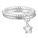 Produktbild Qiandi Fingerring / Ring aus 925er Sterlingsilber, Doppelring mit Sternenanhänger, für Frauen und Mädchen, Schmuck