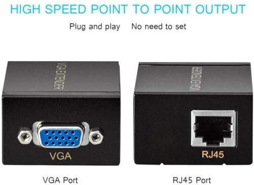 Image of VGA Extender to LAN Ethernet Adapter Amplifier VGa Extendr Over RJ45 LAN Cable Up to 60 Meter (60M VGA Extender)