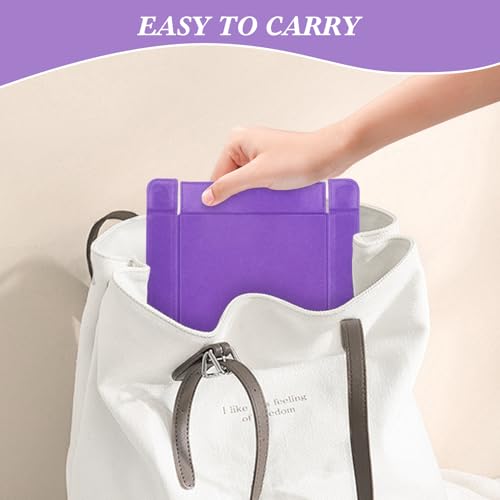 Buweeo PU Leather Dice Tray Magnetic Folding Dice Rolling Mat with Purple Felt Lining for Dice Games Portable Tabletop Board Games Tray - Thumbnail 4