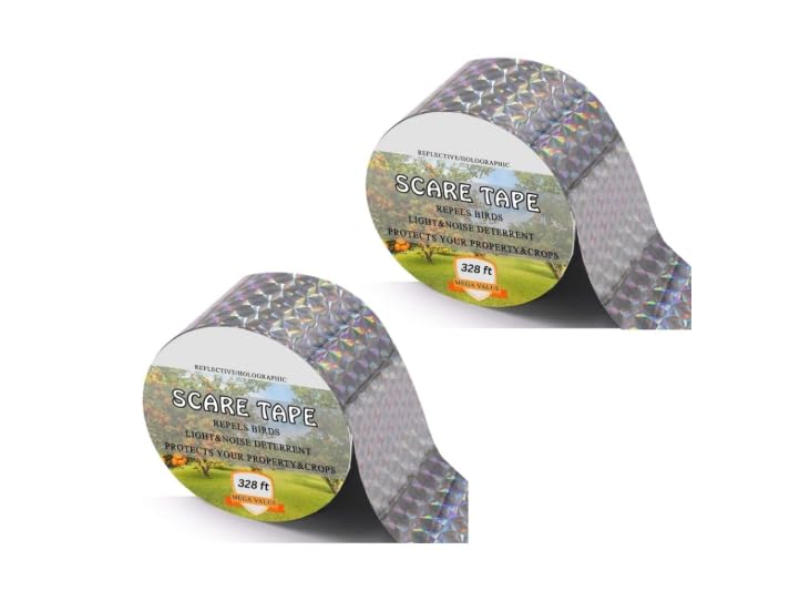 Image of Bird Scare Tape Reflective 360 ft - Holographic Deterrent Tape for Outdoor, Repellent Ribbon for Garden, Balcony, Crops, Anti Pigeon & Pest Control
