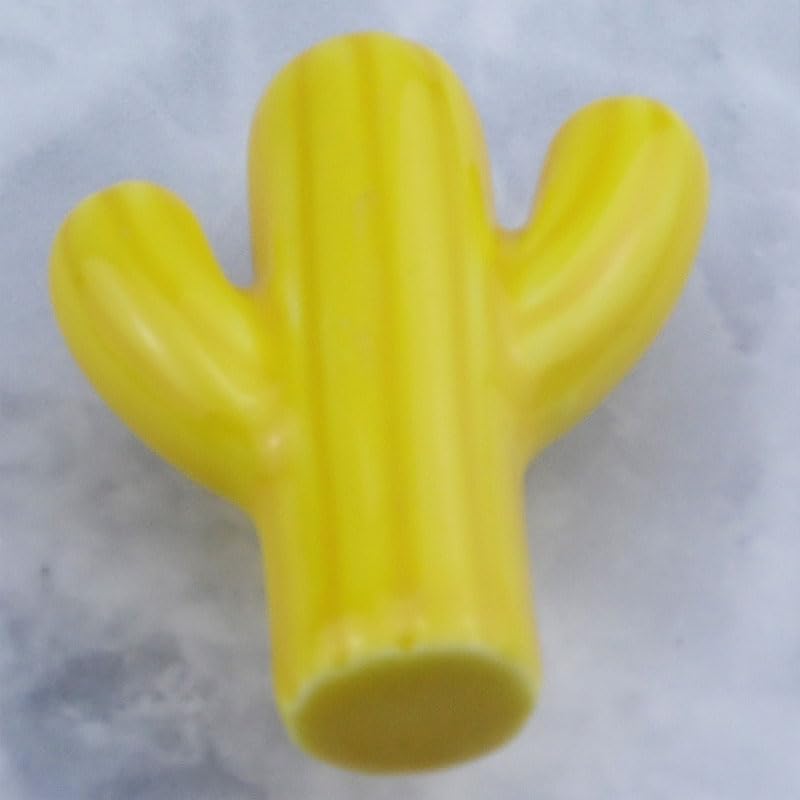 10x Cactus Ceramic Cabinet Drawer Knobs Porcelain Kids Wardrobe Handles For Closet Cupboard Kitchen Furniture Pulls Hooks - (Color: CactusKnobsGreen)