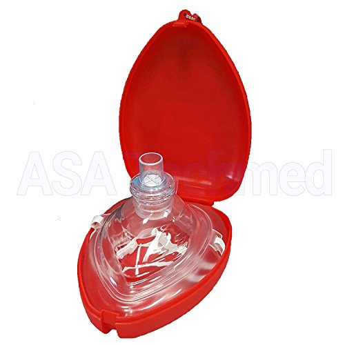Asa Techmed Medical First Aid Cpr Mask For Adult/Kids Pocket Resuscitator With One-Way Valve — Hard Case With Wrist Strap, Gloves, Wipes And 2 Keychain Cpr Face Shield Approved #TOP2