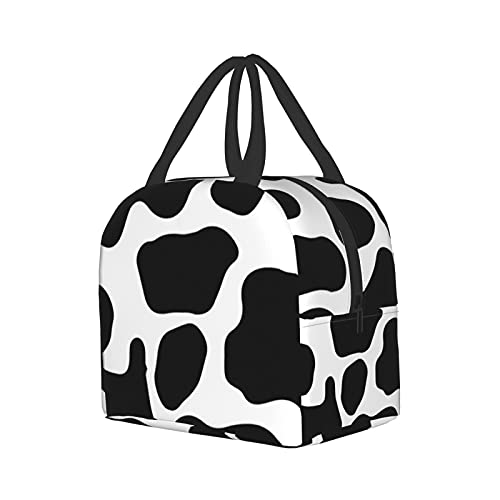 Black And White Cow Print Bags Reusable Snack Bag Food Container For Boys Girls Men Women School Work Travel Picnic Waterproof Outdoors Game Handbags For Adults #TOP1