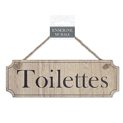 STC Plaque porte bois toilettes