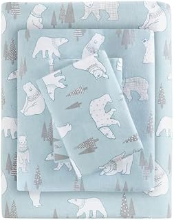 Sleep Philosophy Cozy Flanell-Bettlaken-Set, Baumwolle, Blue Polar Bears, Twin XL