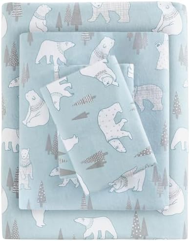 Sleep Philosophy Cozy Flanell-Bettlaken-Set, Baumwolle, Blue Polar Bears, Twin XL