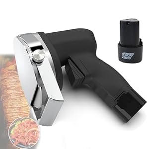 80W Cordless Shawarma Slicer,Professional Wireless Electric Shawarma Doner Kebab Knife, 60KG/H Turkish Kebab Knife, Portable Shawarma Knife CutterCordless Adjustable Thickness 0-8 mm, 12V battery