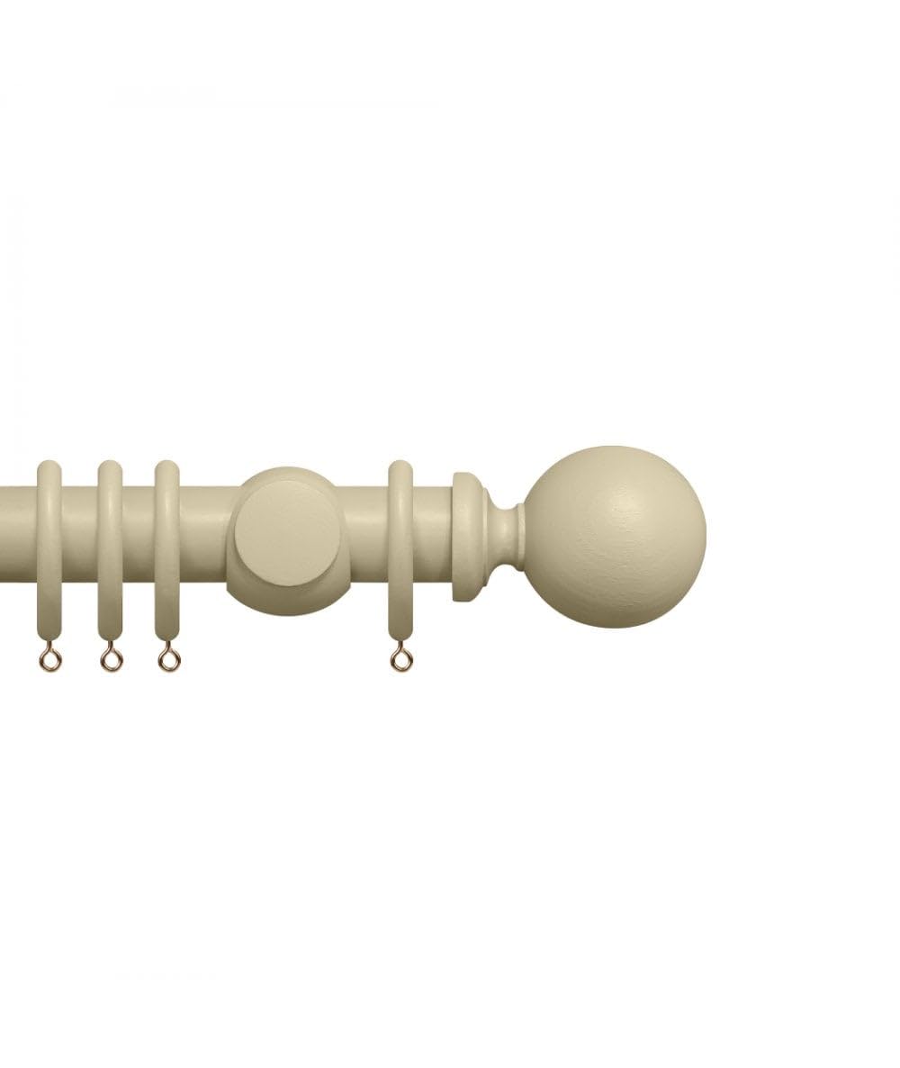 Premium 35mm Wooden Curtain Pole Set - Cotton Cream 200cm