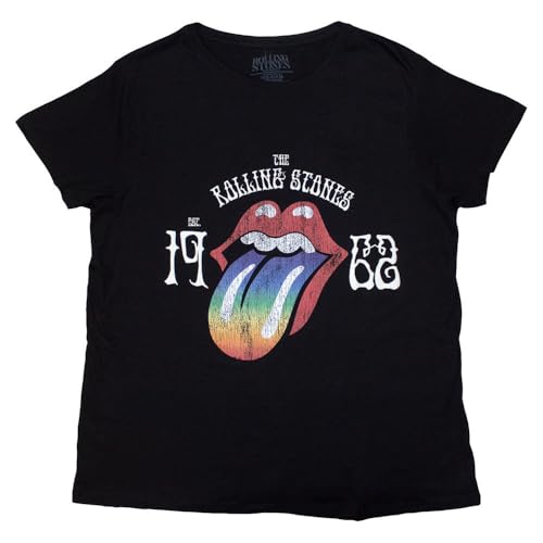 T-shirt The Rolling Stones Sixty Rainbow Tongue 62 coupe skinny pour fan rock