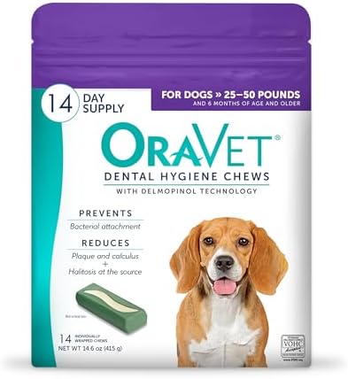 OraVet Dental Hygiene Chews for Dogs Medium 25-50lbs 30ct