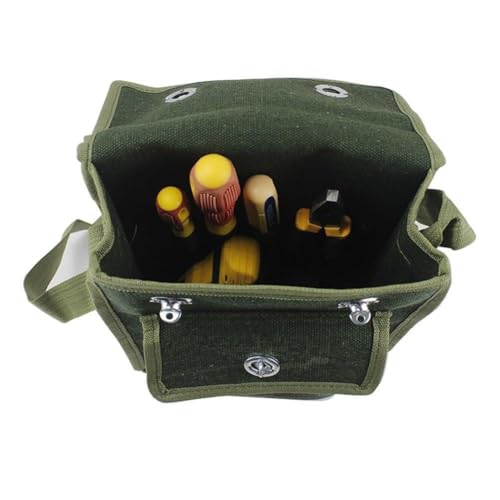 Bolsa de herramientas de electricista de tela Oxford 600D resistente con hebilla de metal giratoria, bolsa de almacenamiento cruzada portátil para herramientas de reparación - 26 x 10 x 30 cm (