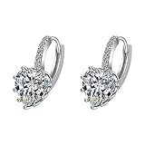 Pendientes de aro gruesos con clip de corazón para adolescentes, aretes de aro para niñas, talla única, Cobre, circonita, Sin piedra preciosa