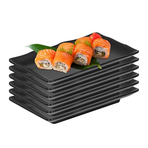 LUPATDY 6er Schwarze Teller Set,Matt Teller Rechteckig 20.8 x13.2 x...