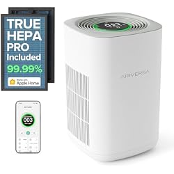 Airversa AP2 Pro HomeKit Smart Air Purifier for Home Large Room, White-2026 | iOS ONLY, HomeKit Over Thread, Up to 1050 sq ft, Siri/App/Remote Control, Air Filters 99.99%, PM2.5 Display