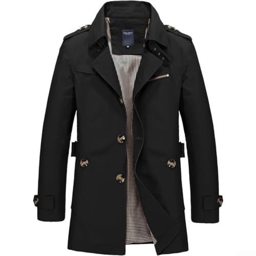 Gdfnmogo Trench classique à revers pour homme - Long manteau d'hiver