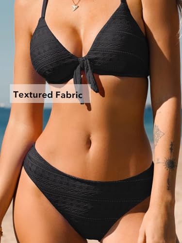 Image of CUPSHE Women's Two Piece Bikini Set Floral Print Knot Bunny Tie | Bunny Tie,Adjustable Straps,Soft Removable Cups,Flattering Bathing Suit For Vacation And Beach