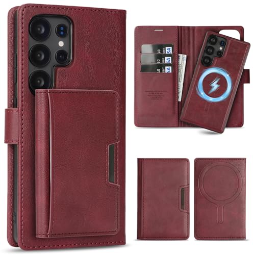Étui portefeuille Samsung S24 amovible rouge pour voyager léger