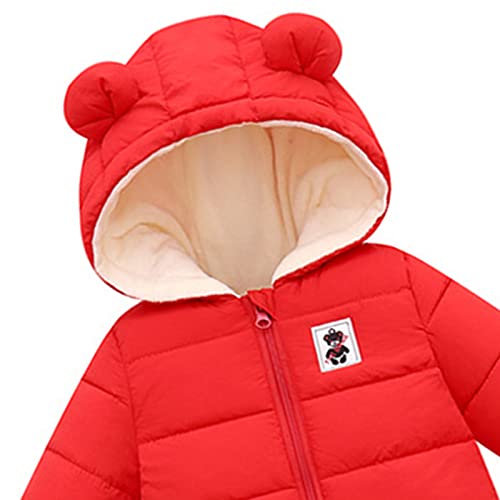 Yuehuam Macacão de neve para bebês recém-nascidos, casaco quente com capuz, roupas infantis para men