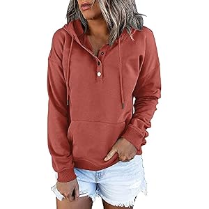 Women’s Oversized Sweatshirt Button Down Hoodies for Women Long Sleeve Pullover Drawstring Y2k Hoodie Sweater